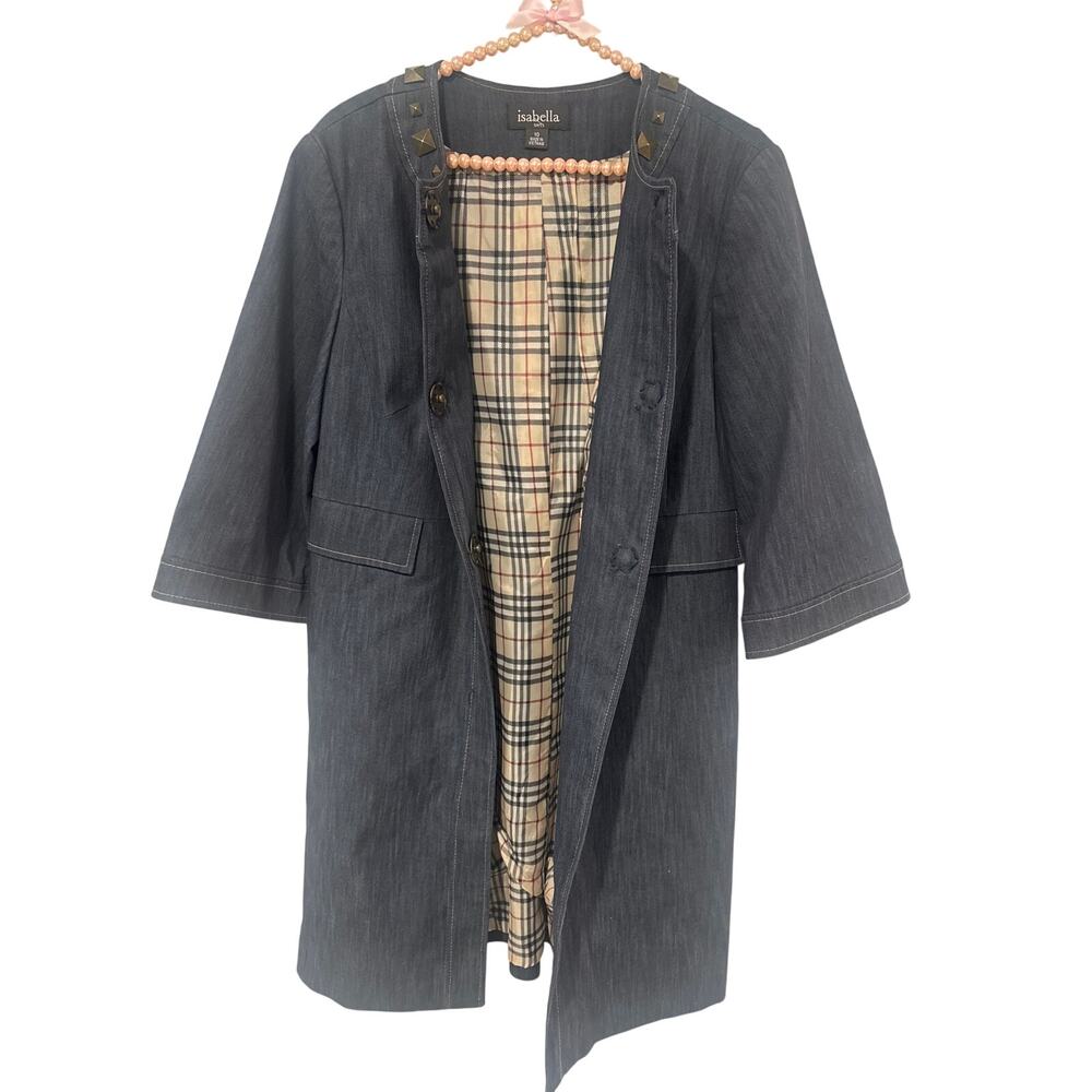 Isabella DeMarco Women's 3 snap Denim Look  Plaid Lining Dress/Jacket - Size: 10